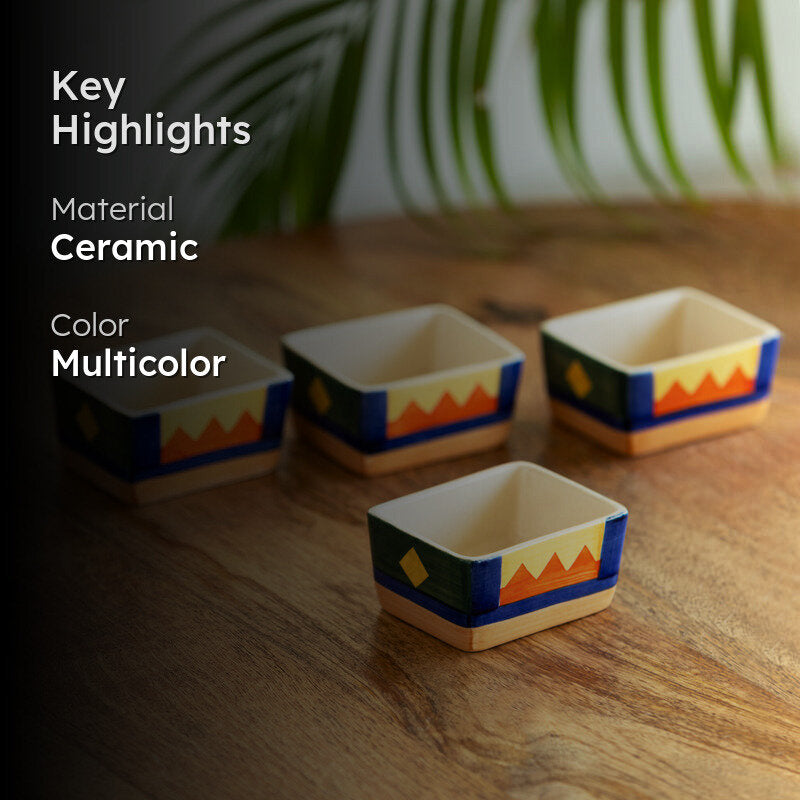 Vertex Handpainted Ceramic Dip Bowl (80 ML) - Set Of Four media 2