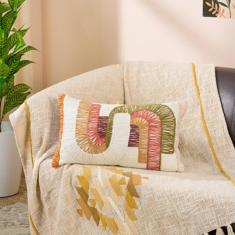 U Turn Embroidered Cotton Cushion