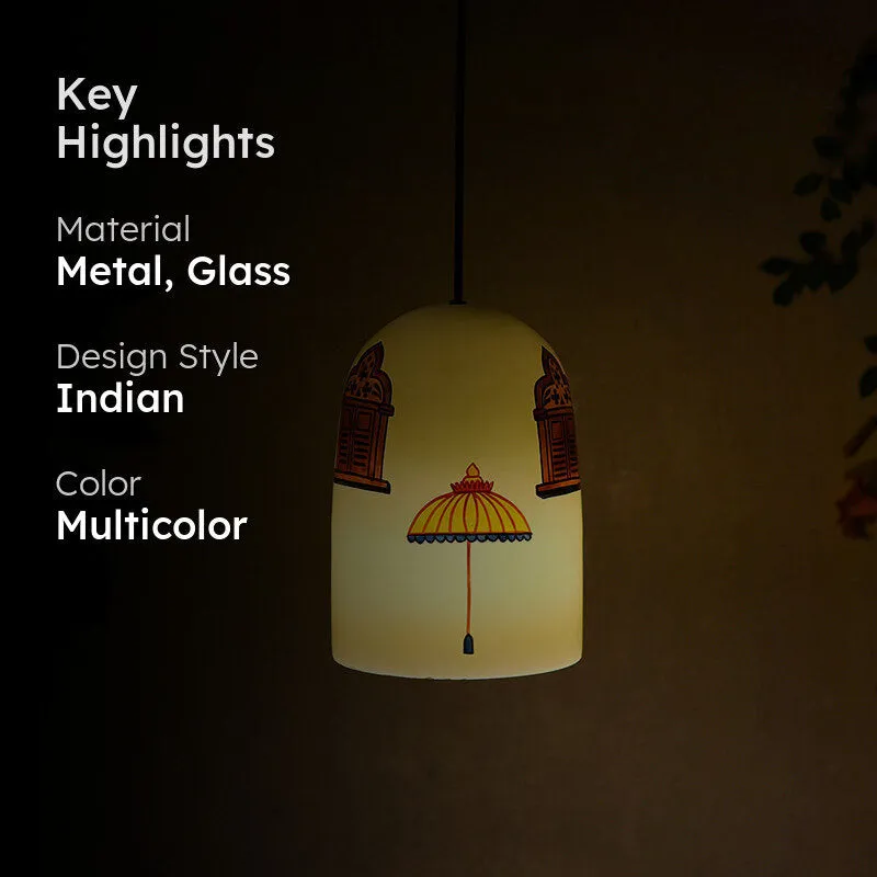 Royal Canopy Hand Painted Glass Ceiling Lamp media 2