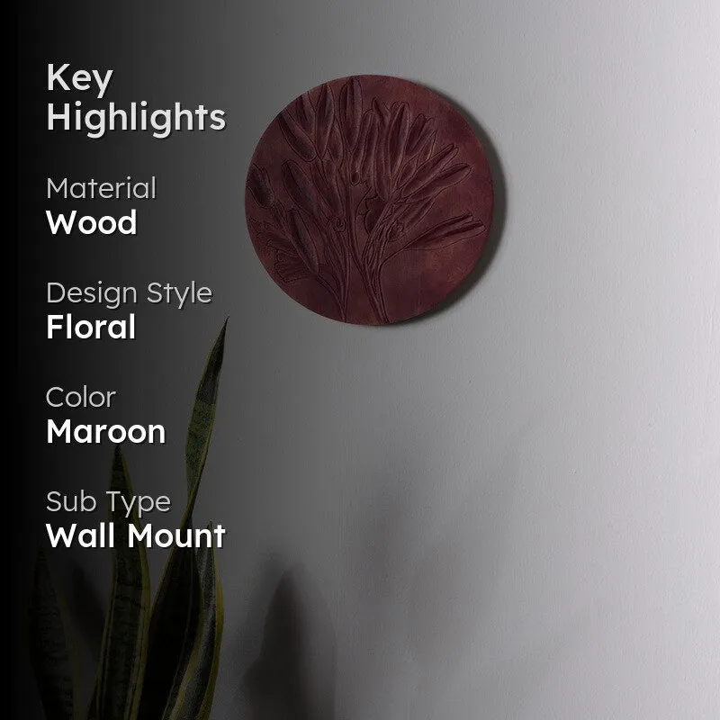 Crimson Petals Floral Wooden Carved Wall Plate media 2