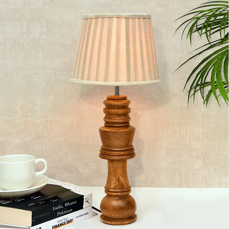 Pleated King Wooden Table Lamp - Brown media 2