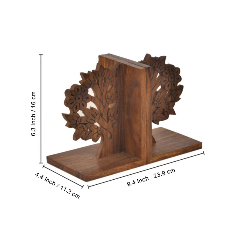 The Story Grove Handcarved Sheesham Wood Book End - Set Of Two media 7