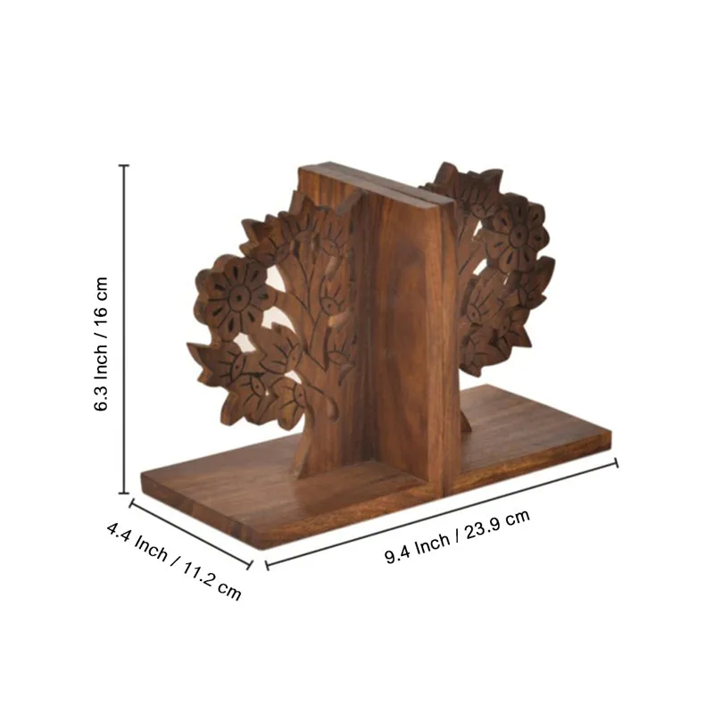 The Story Grove Handcarved Sheesham Wood Book End - Set Of Two media 7