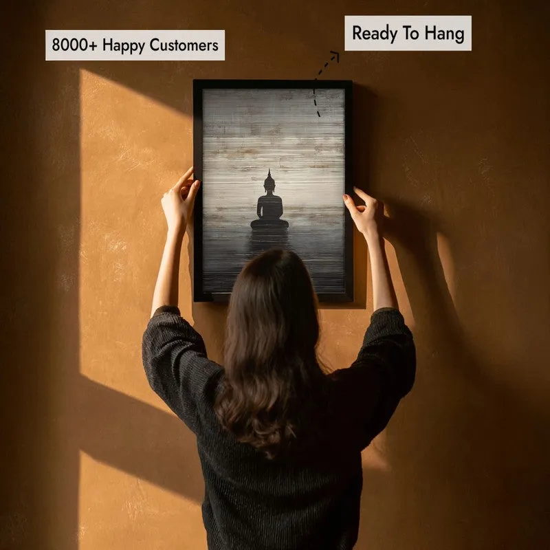 Enlightened Buddha Archival Paper Wall Painting With Black Frame media 7