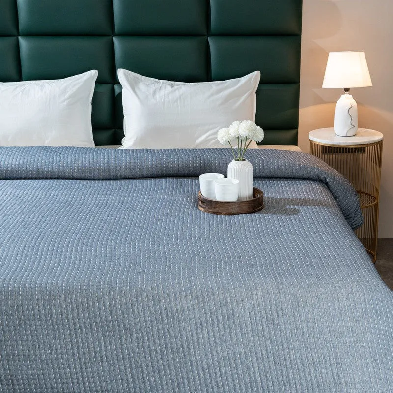Ivory (Blue Self Stripe Comforter) - Three Piece Set media 1
