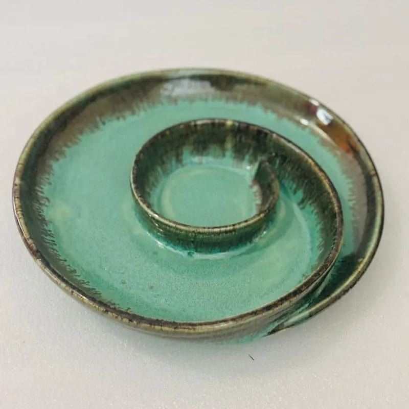 Swirl Swoop Ceramic Platter - Sea Green media 5