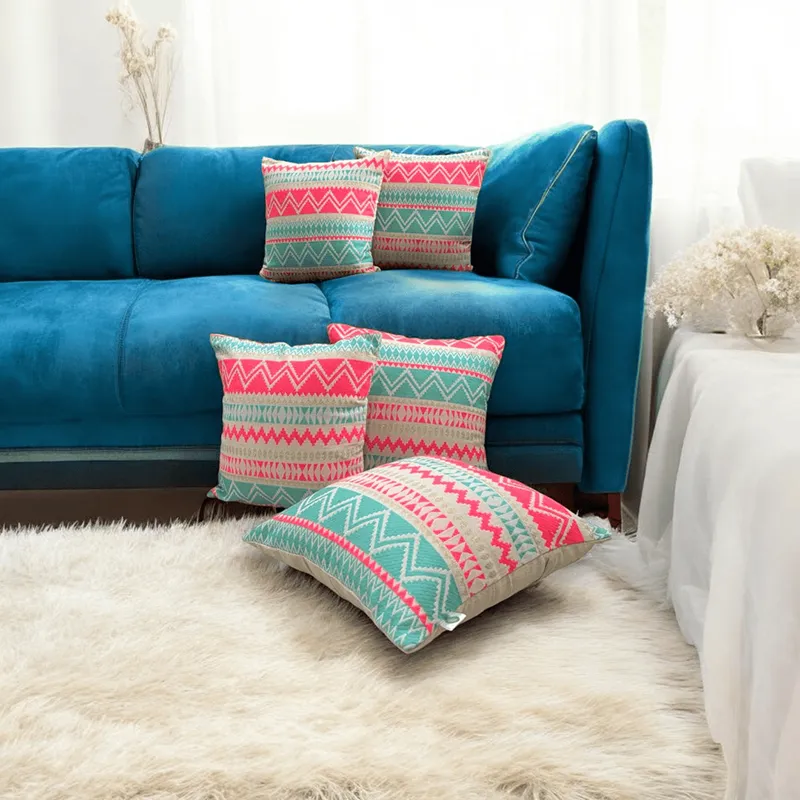 Geo Weave Jacquard Cushion Cover - Set Of Five media 1