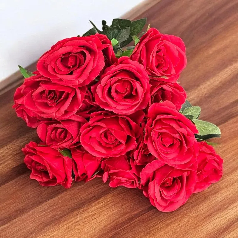 Faux Bright Rose Artificial Flower media 1