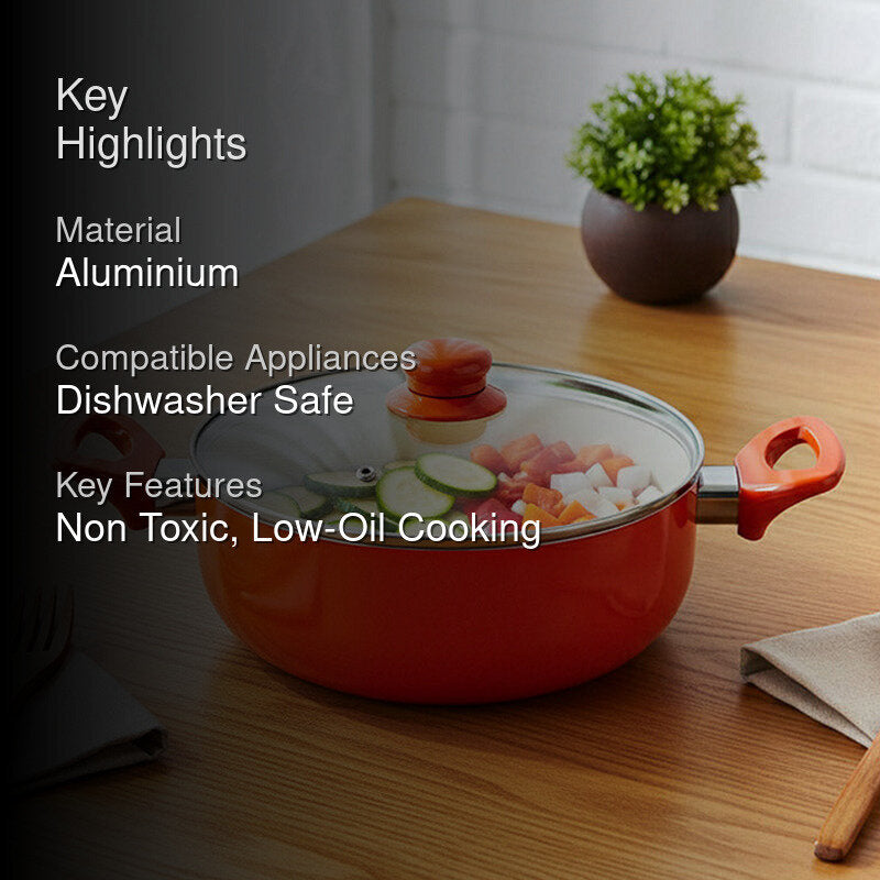 Nirlon Ceramic Coating Non Stick Cooking Pot With Lid - 2600 ML media 2