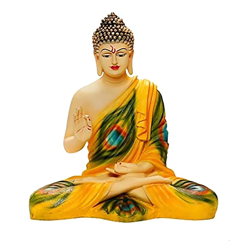 Moksha Aura Buddha Marble Idol - Yellow media 6