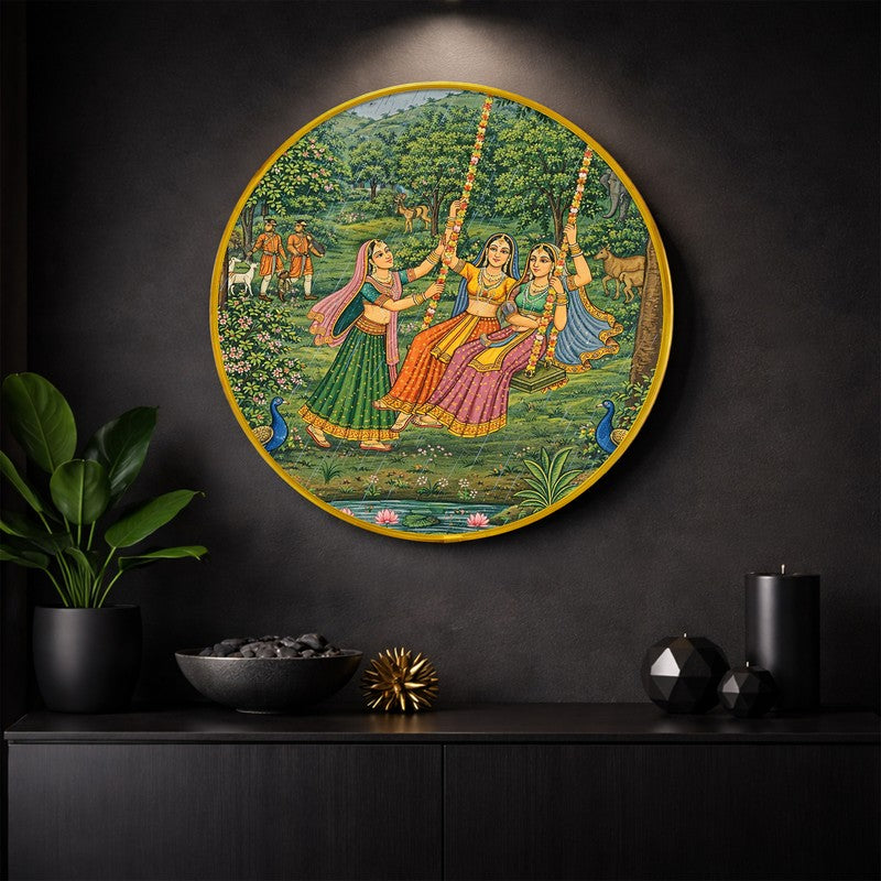 Traditional Village Scene Paper Wall Art