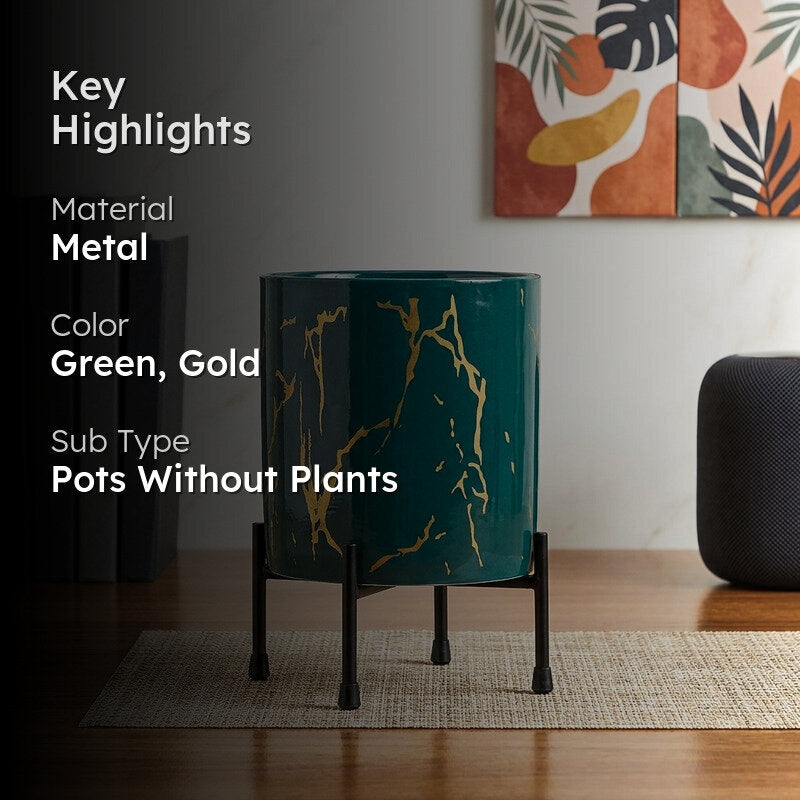 Nauko Planter With Stand (Green) - Two Piece set media 2