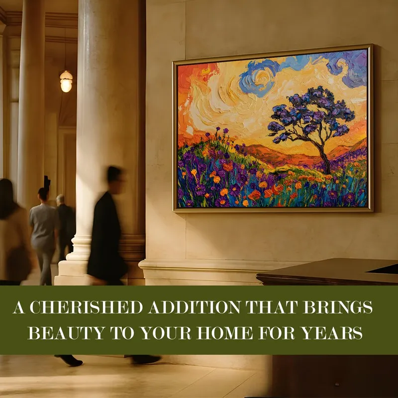Saffron Sunset Canvas Wall Painting With Frame media 7
