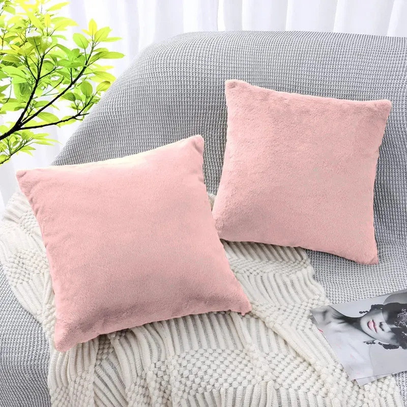 Fur Dual Cushion Cover Set (Peach) - Set Of Two media 3