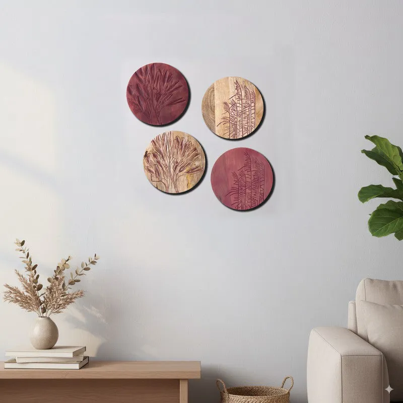 Botanical Rhapsody Wooden Wall Plates - Set Of Four media 1