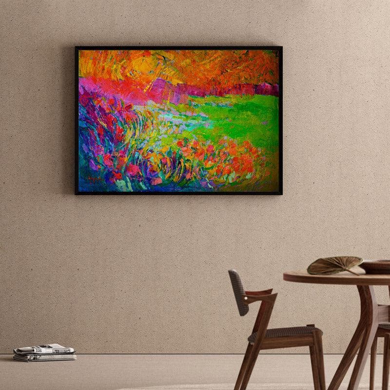 Meadow Lands Canvas Wall Painting - Black Frame
