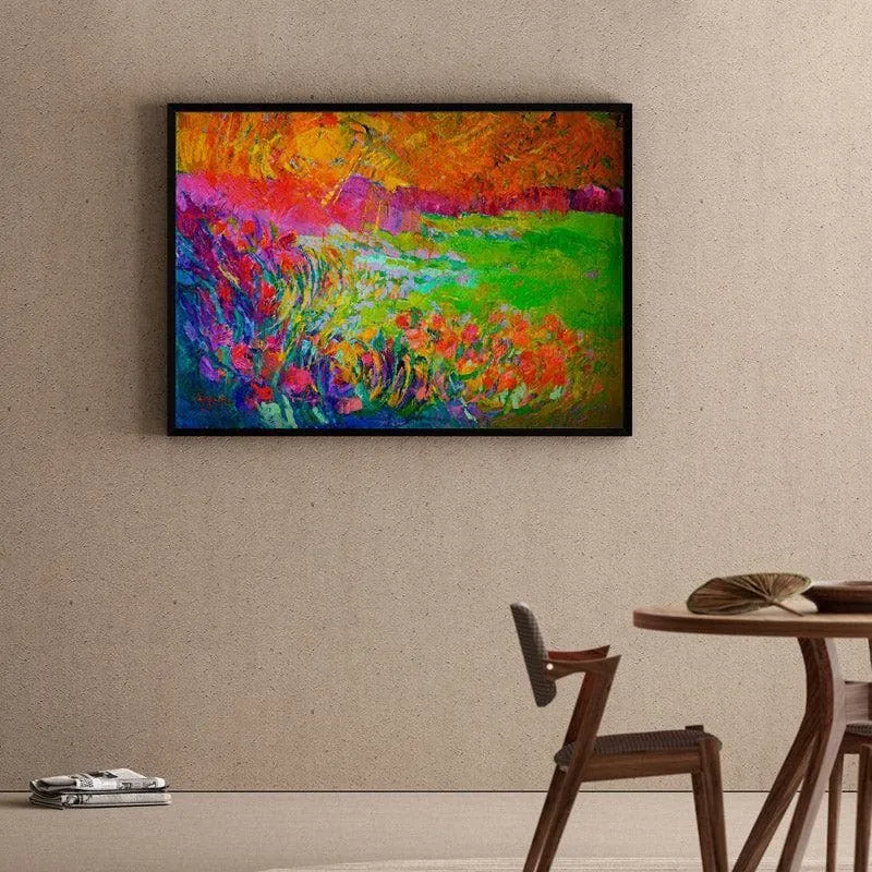 Meadow Lands Canvas Wall Painting - Black Frame media 1