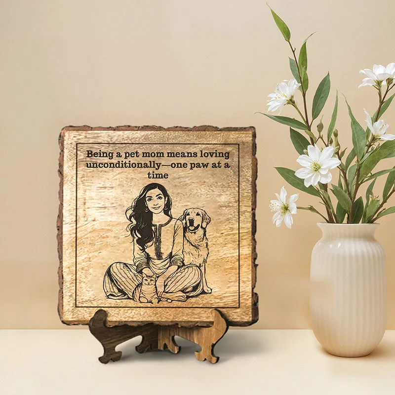One Paw At A Time Wood Showpiece - Square media 1