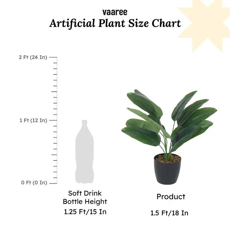 Faux Lush Bird of Paradise Plant With Black Plastic Pot - 1.5 Feet media 6