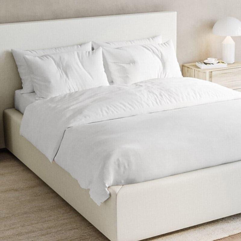 Freyda Solid Cotton Bedsheet (White) - 700 TC media 3
