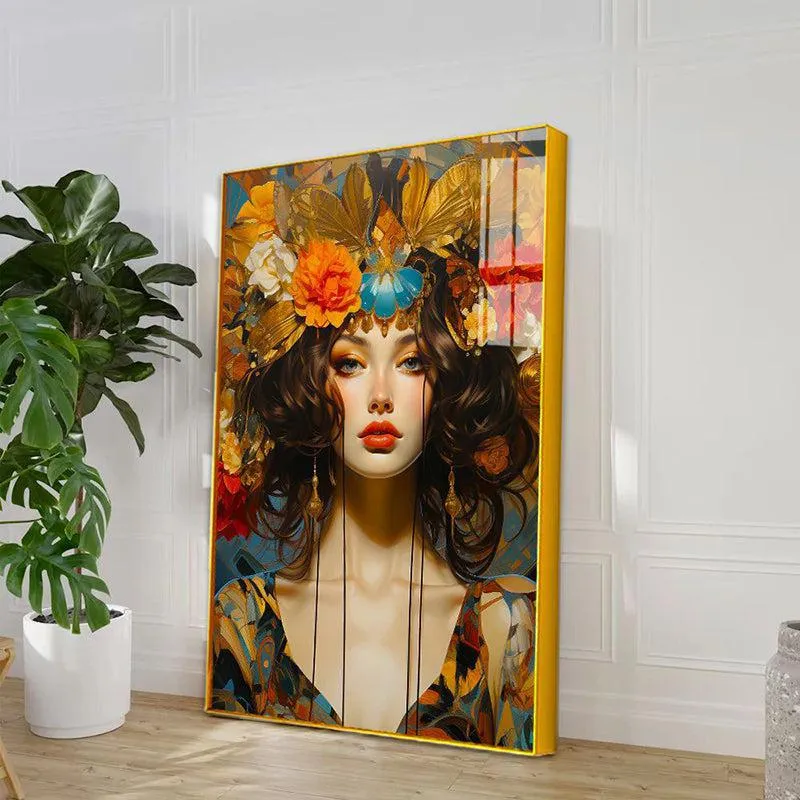 Spring Crown Floral Canvas Wall Art With Frame - Gold media 4