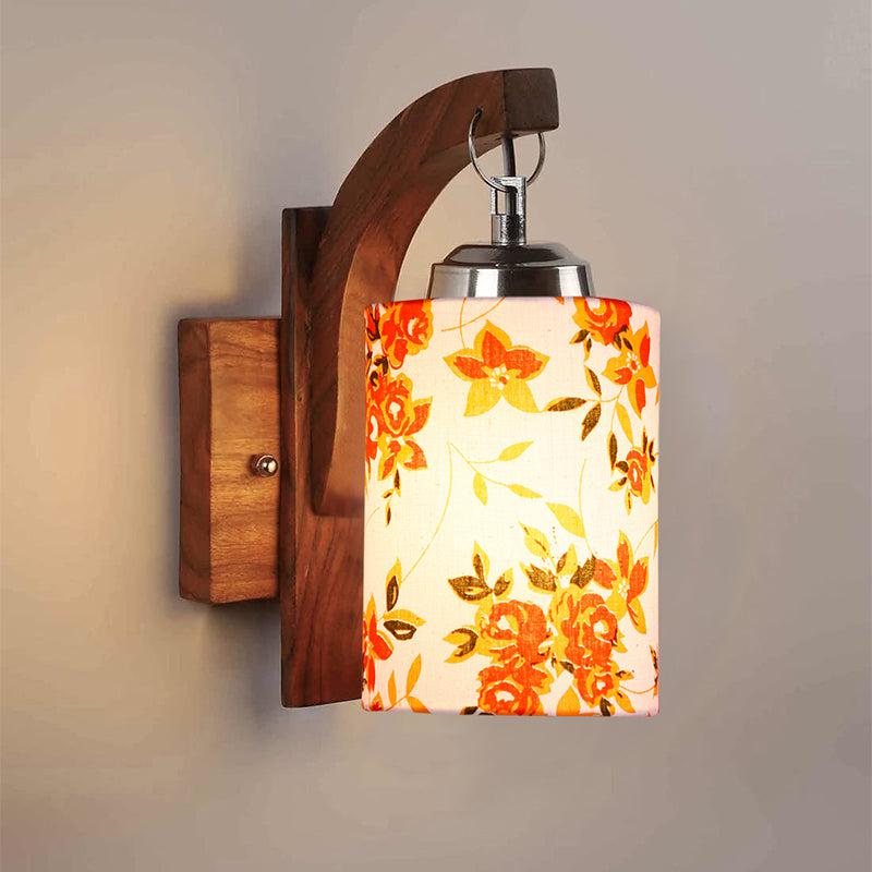 Forma Ibis Flora Cylindrical Fabric & Wooden Wall Lamp