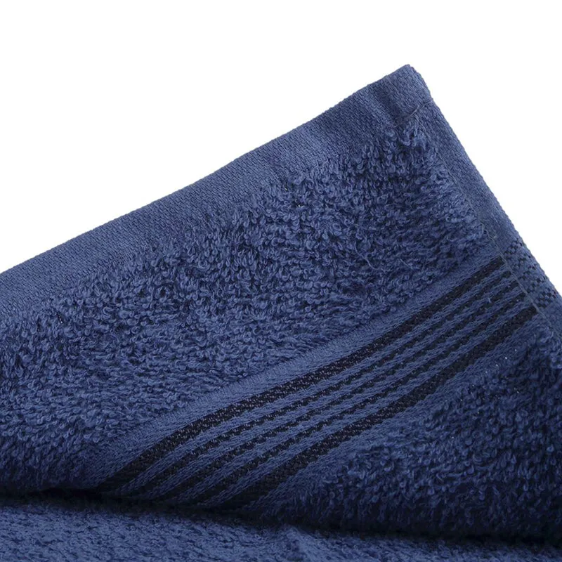 Nuage Cotton Bath Towel (Navy Blue & White) - Set Of Two media 6