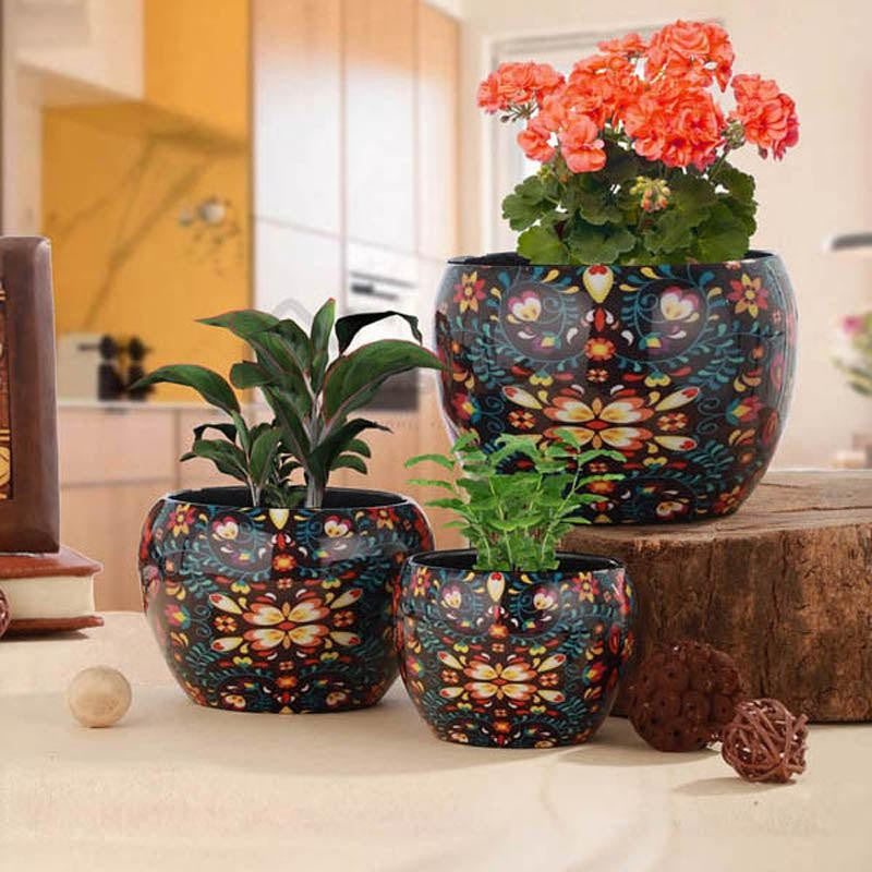 Amidona Ethnic Handcrafted Planter - Set Of Three media 3