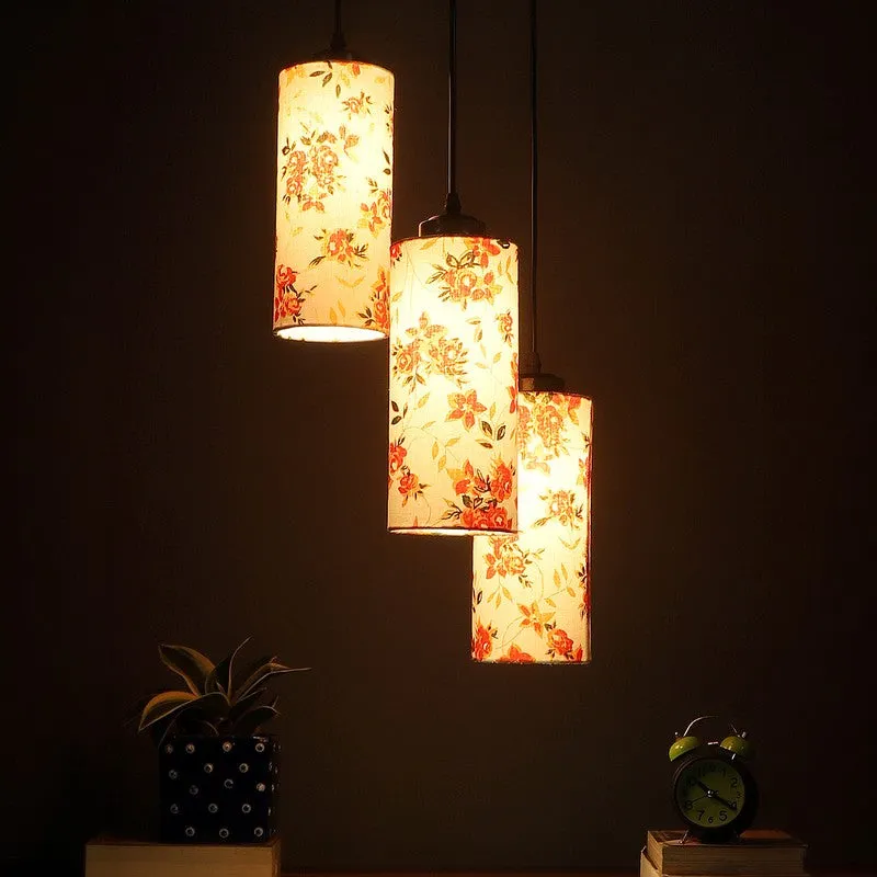 Cylentra Triple Metal Ceiling Lamp - White & Orange media 2