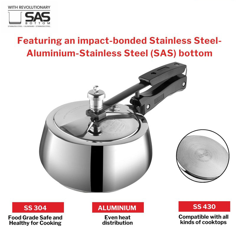 Vinod Zyric Pressure Cooker Stainless Steel - 3000 mL/ 14 Inches media 7