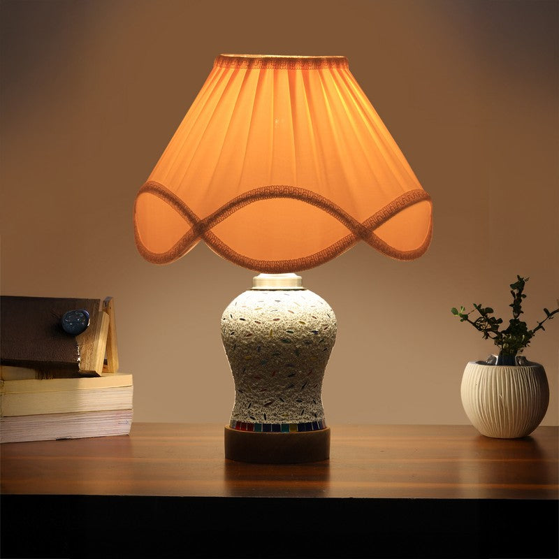Nivora Arc Pleated Wooden Table Lamp - Multicolor