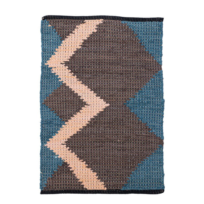 Brayen Cotton Door Mats - Brown & Blue