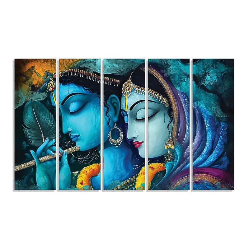 Neel Radha Madhav Wall Painting - Set Of Five media 4