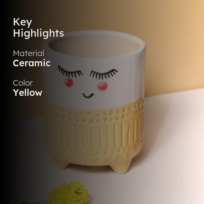 Plant Pal Ceramic Planter - Yellow media 2