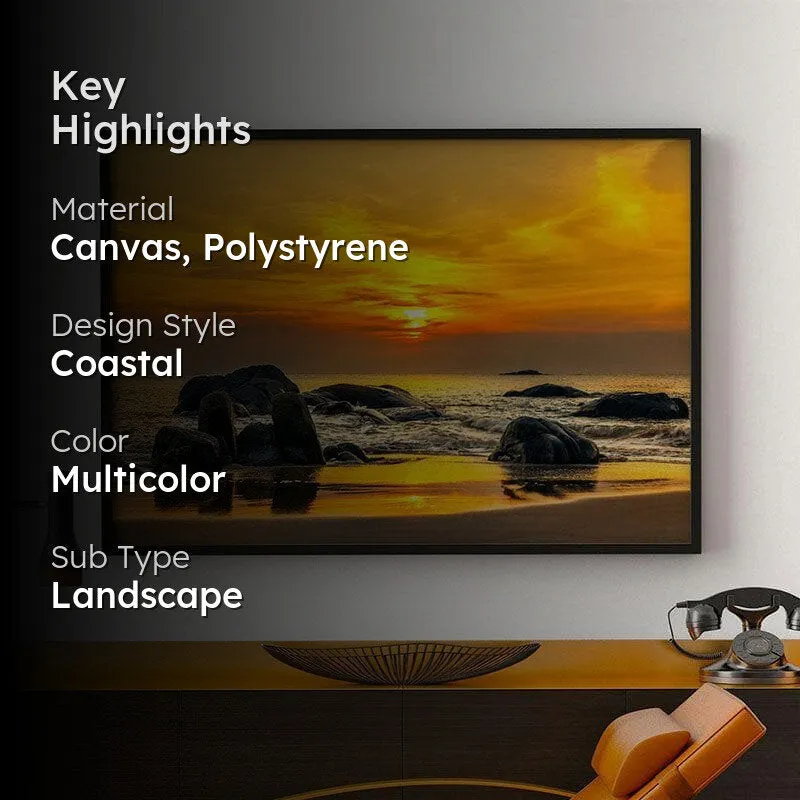 Sunrise On Sea Canvas Wall Painting - Black Frame media 2