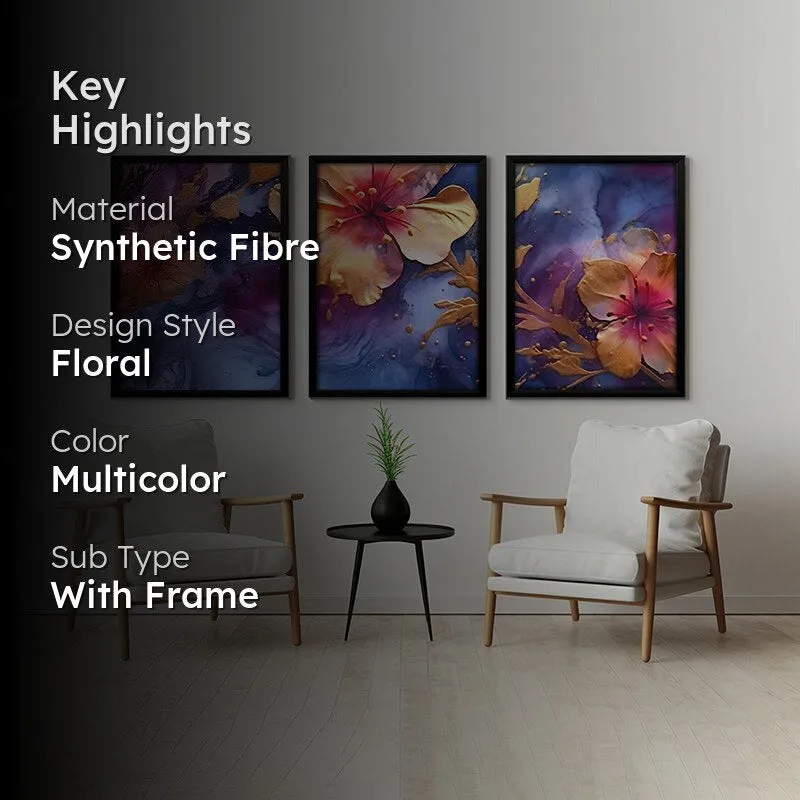 Floral Galaxy Wall Art With Frame - Set Of Three media 2
