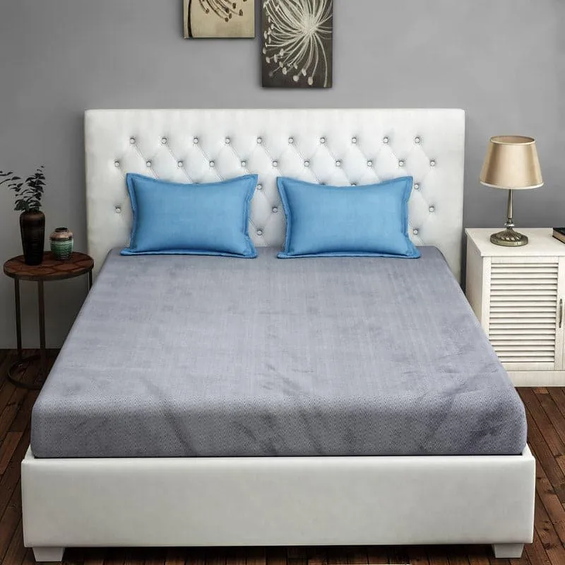 Swayam Croda Solid Cotton Bedsheet (Grey) - 140 TC media 1