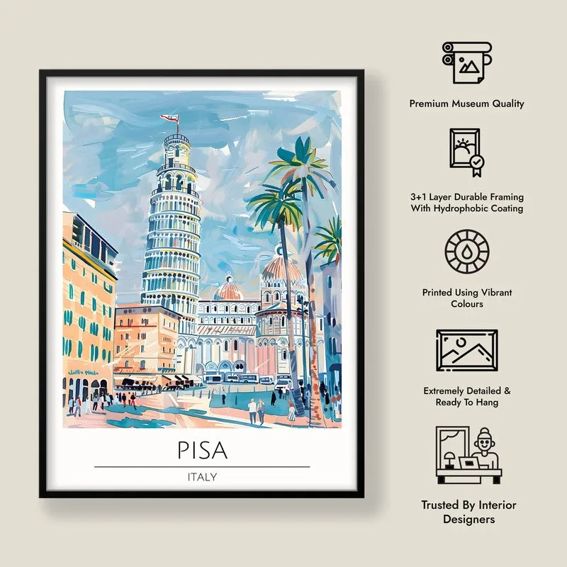 Vintage Pisa Framed Canvas Wall Painting media 8