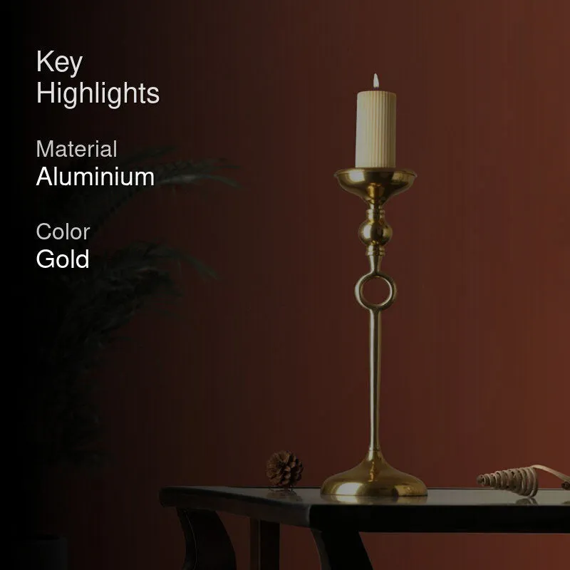 Luna Pillar Candle Holder (Gold) - Small media 2