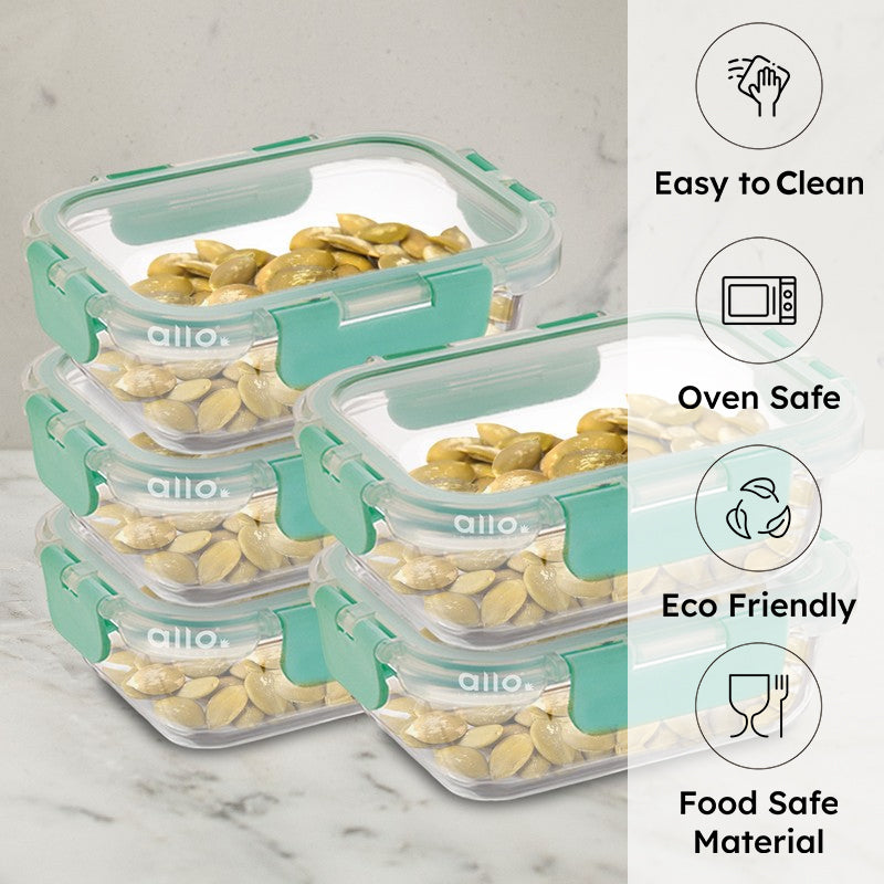 Grubsy Leak Proof Glass Lunch Box (185 mL Each) - Set Of Five