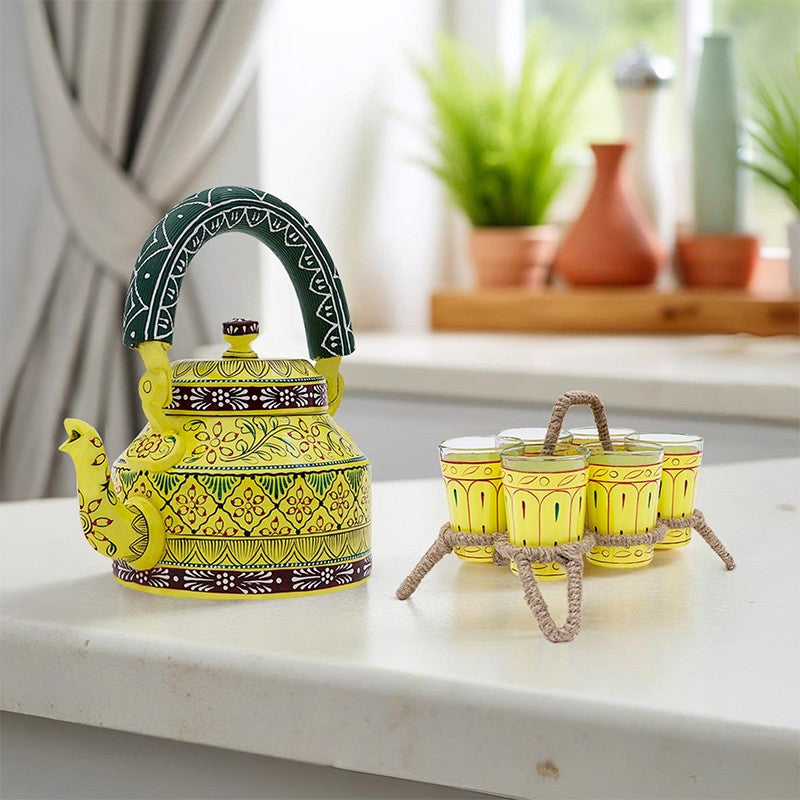 Brew Serve Handpainted Tea Set With Stand - Eight Piece Set media 4