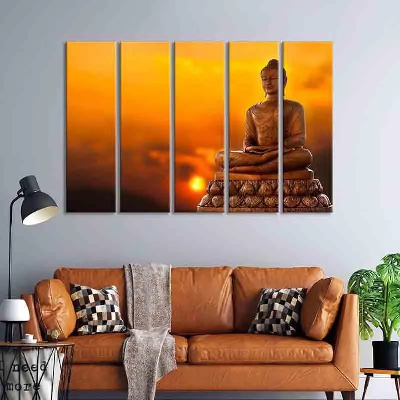 Buddha In Meditation Wall Art - Set of Five media 1