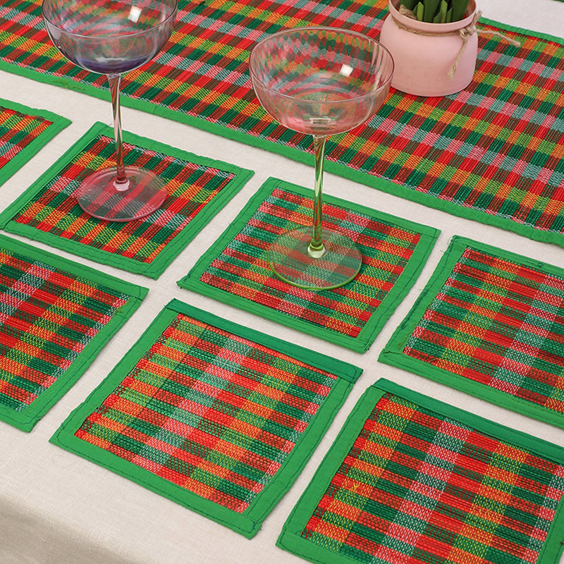 Chequered Zen Bamboo Kitchen Linen Set (Green) - Thirteen Piece Set media 3