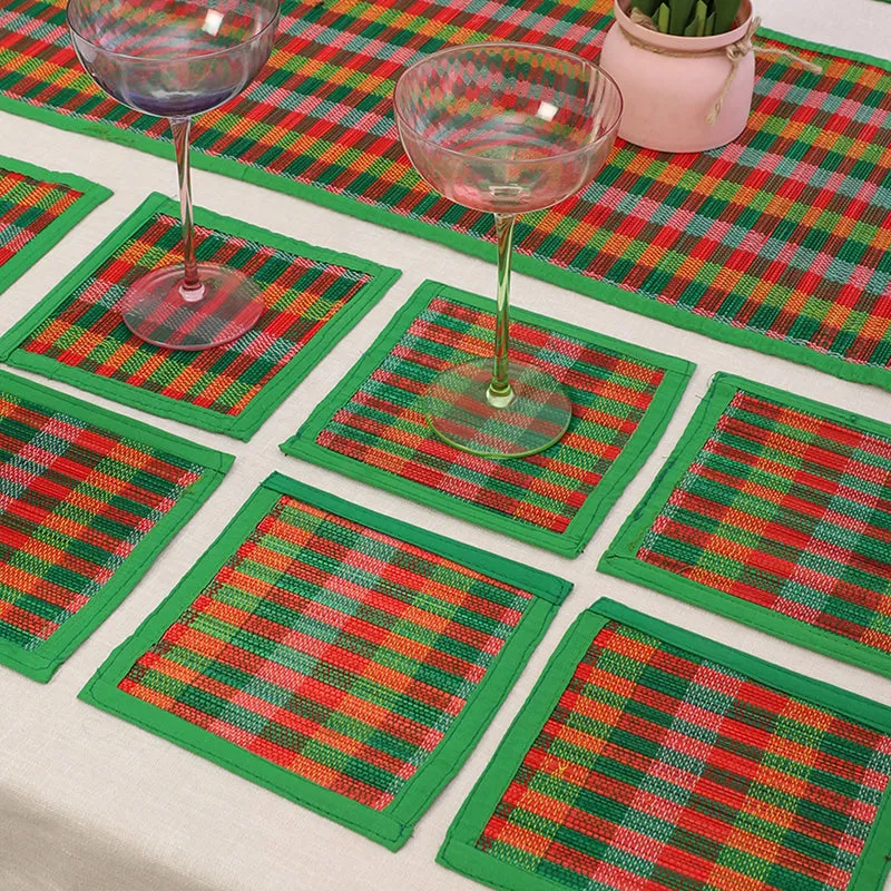 Chequered Zen Bamboo Kitchen Linen Set (Green) - Thirteen Piece Set media 3