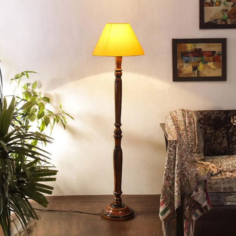 Hima Vintage Wooden Floor Lamp - Yellow media 1
