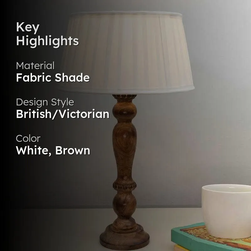 Earthine Fabric Table Lamp - White,Brown media 2