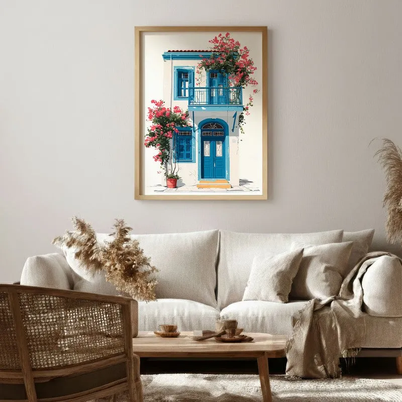 Window Shutters Canvas Wall Painting - Brown Frame media 1