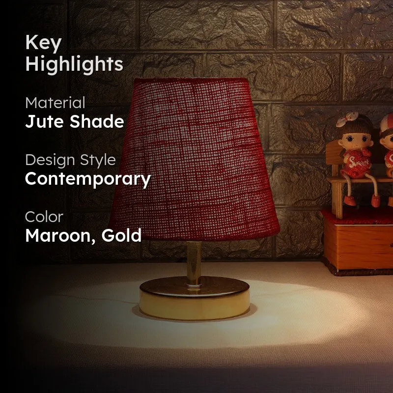 Alba Jute Table Lamp - Maroon,Gold media 2