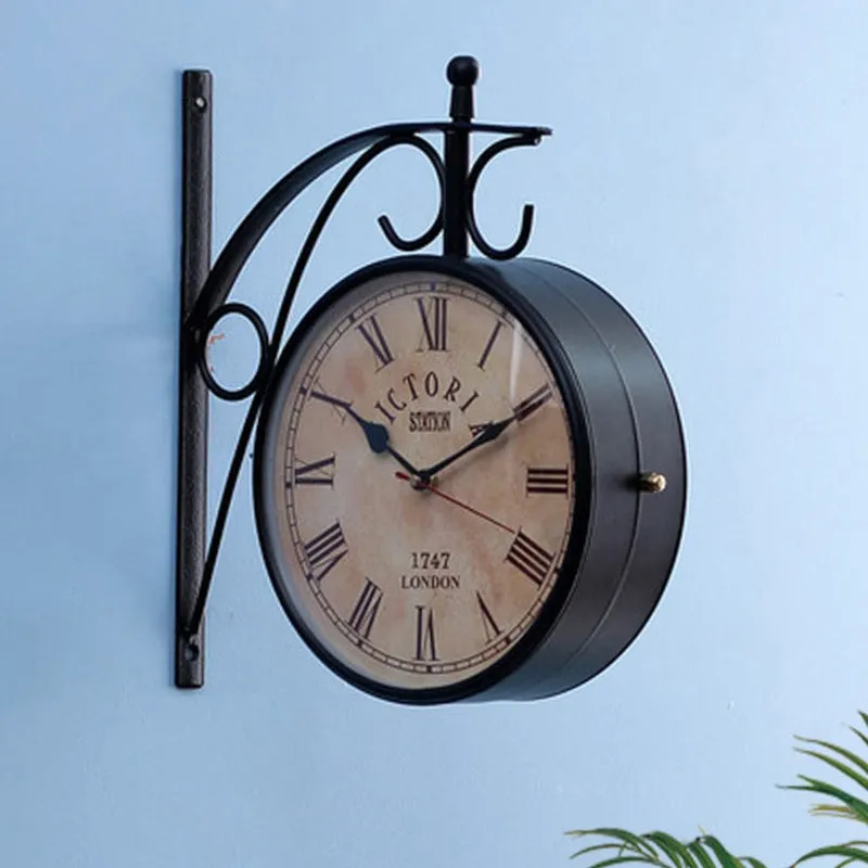 Forma Double Sided Roman Numeral Station Clock - Black & Off White media 1
