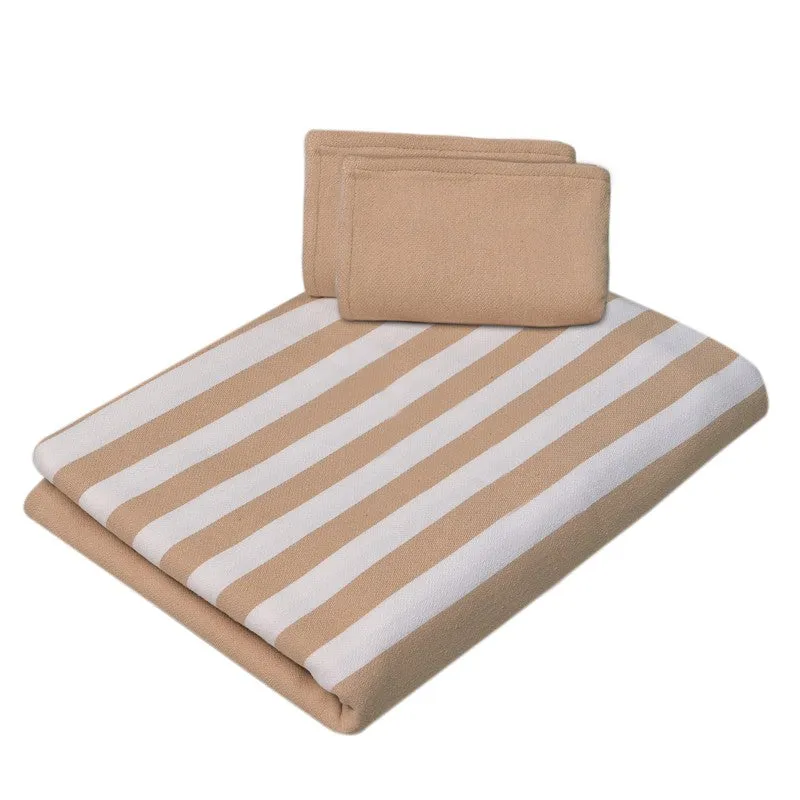 Line Comfort Cotton Bedsheet (Beige) - 102 TC media 5